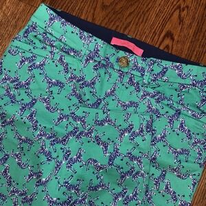 Lilly Pulitzer Kelly Ankle Length Skinny Stretch‎ Pants Women's 2 Green Zebras